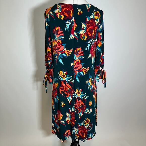 NWT MSK Laguna Mist Floral Print 3/4 Sleeve Shift Dress Womens Petite Size PL - Picture 6 of 12
